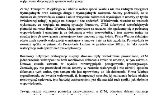 Oświadczenie ZTM Lublin