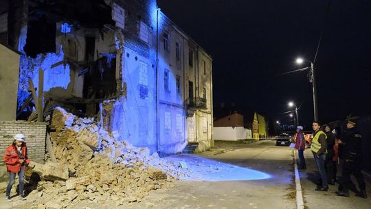 Zawaliła się część ściany kamienicy przy ul. Dzierżawnej 3 w Lublinie