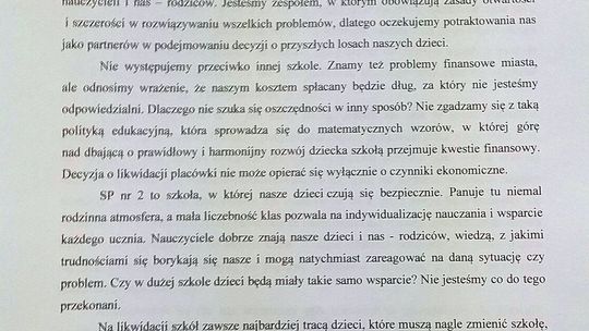 Stanowisko rodziców uczniów SP 2 w Chełmie