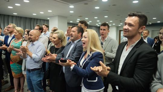 Sztab wyborczy Koalicji Obywatelskiej w Lublinie po ogłoszeniu wyników wyborów