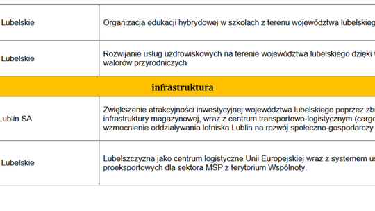 Propozycje województwa lubelskiego Propozycje województwa lubelskiego