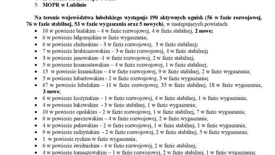 Ogniska epidemiczne w województwie lubelskim. 20 listopada 2020 r.
