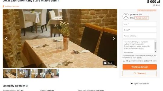 Lokale gastronomiczne w Lublinie wystawione na sprzedaż