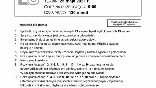 Egzamin ósmoklasisty 2021. Język polski - arkusze