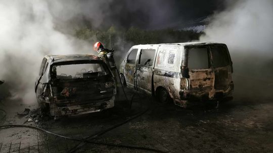 Pożar samochodów w Motyczu