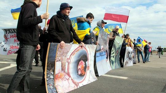 Blokada przed terminalnem w Koroszczynie