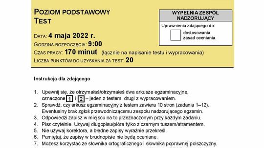 Matura 2022. Język polski poziom podstawowy, test