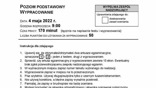Matura 2022. Język polski poziom podstawowy wypracowanie