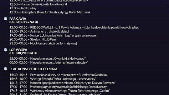 Program II Nocy Kultury w Świdniku