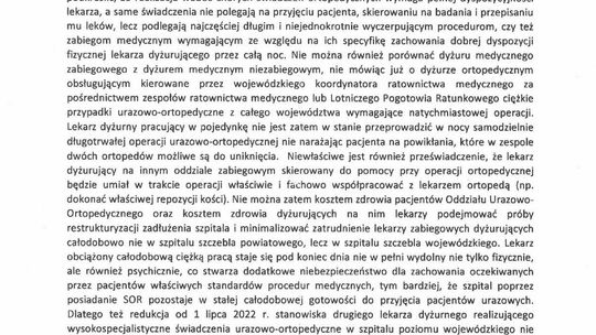 List lekarzy Oddziału Urazowo-Ortopedycznego do dyrektora szpitala List lekarzy Oddziału Urazowo-Ortopedycznego do dyrektora szpitala