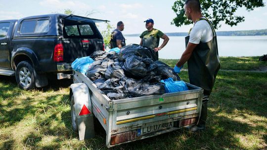 Akcja zbierania martwych małż z Zalewu Zemborzyckiego