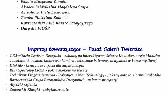 31. Finał WOŚP Zamość - program 31. Finał WOŚP Zamość - program