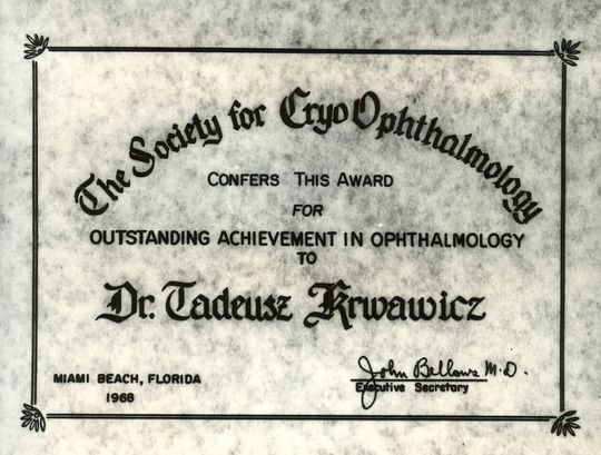 Prof. Krwawicz doceniony przez Międzynarodowe Towarzystwo Kriochirurgii