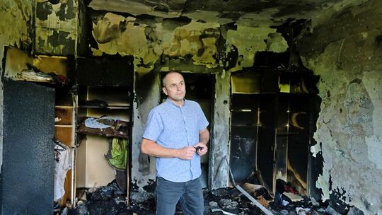 Zniszczenia po pożarze w Domu Dziecka na ul. Pogodnej