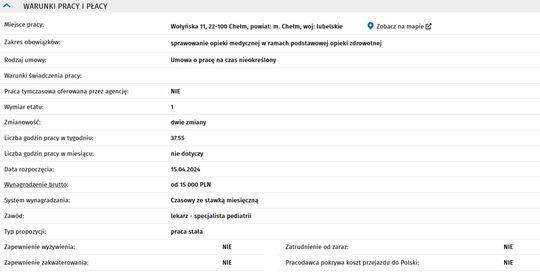 LEKARZ SPECJALISTA PEDIATRII