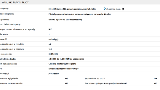 KIEROWCA SAMOCHODU DO PILOTAŻU POJAZDU Z ŁADUNKIEM PONADNORMATYWNYM Z ZNAJOMOŚCIĄ JĘZYKA NIEMIECKIEGO