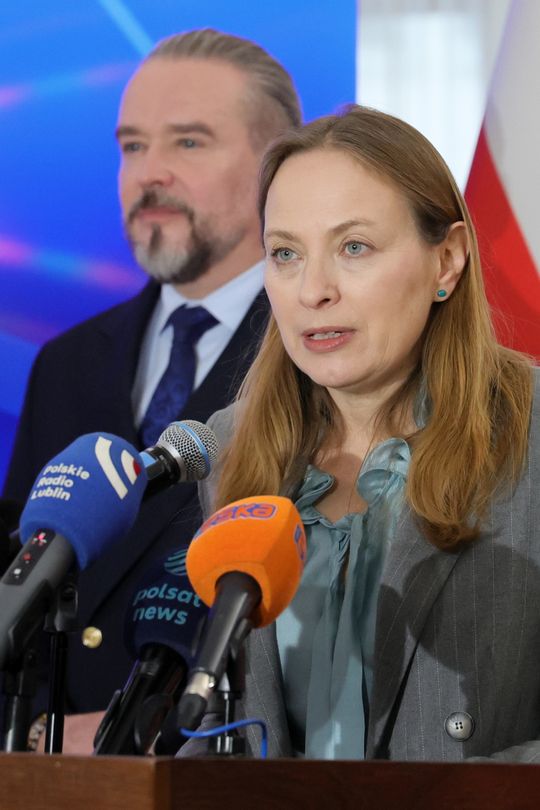 Konferencja prasowa minister Pełczyńskiej Nałęcz w Lubelskim Urzędzie Wojewódzkim.