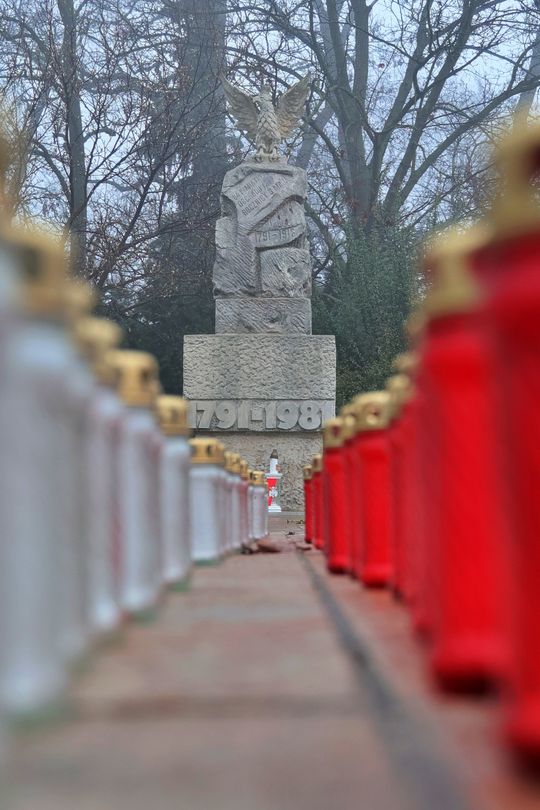 Miasto w porannej mgle. 