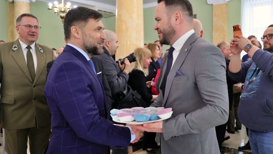 Spotkanie wielkanocne w sali kolumnowej Lubelskiego Urzędu Wojewódzkiego.