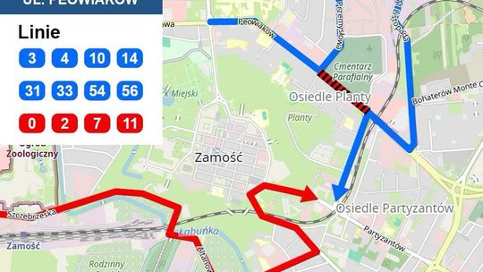 Peowiaków Zamość utrudnienia w ruchu 
