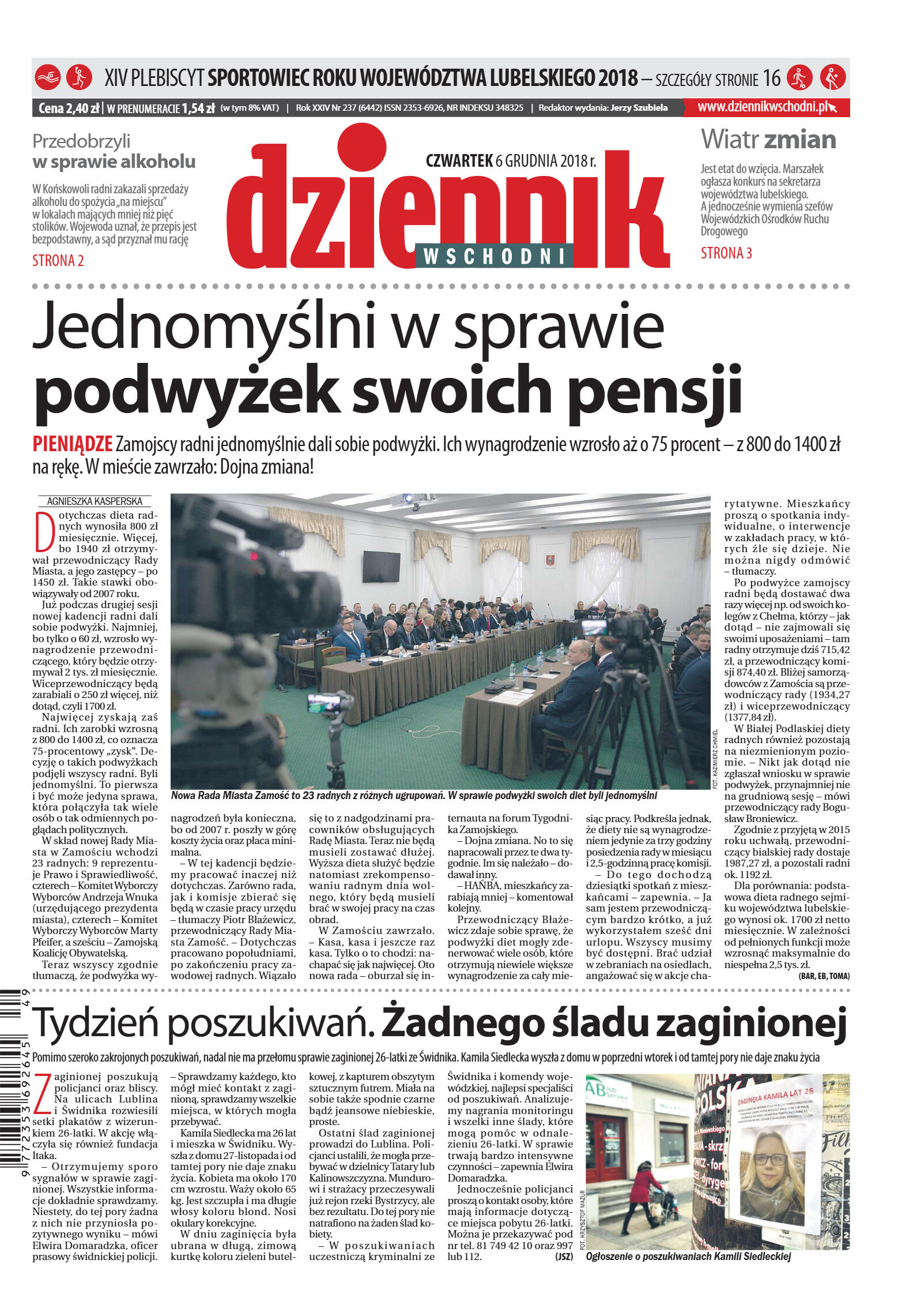 Dziennik Wschodni - wydanie główne - strona 1