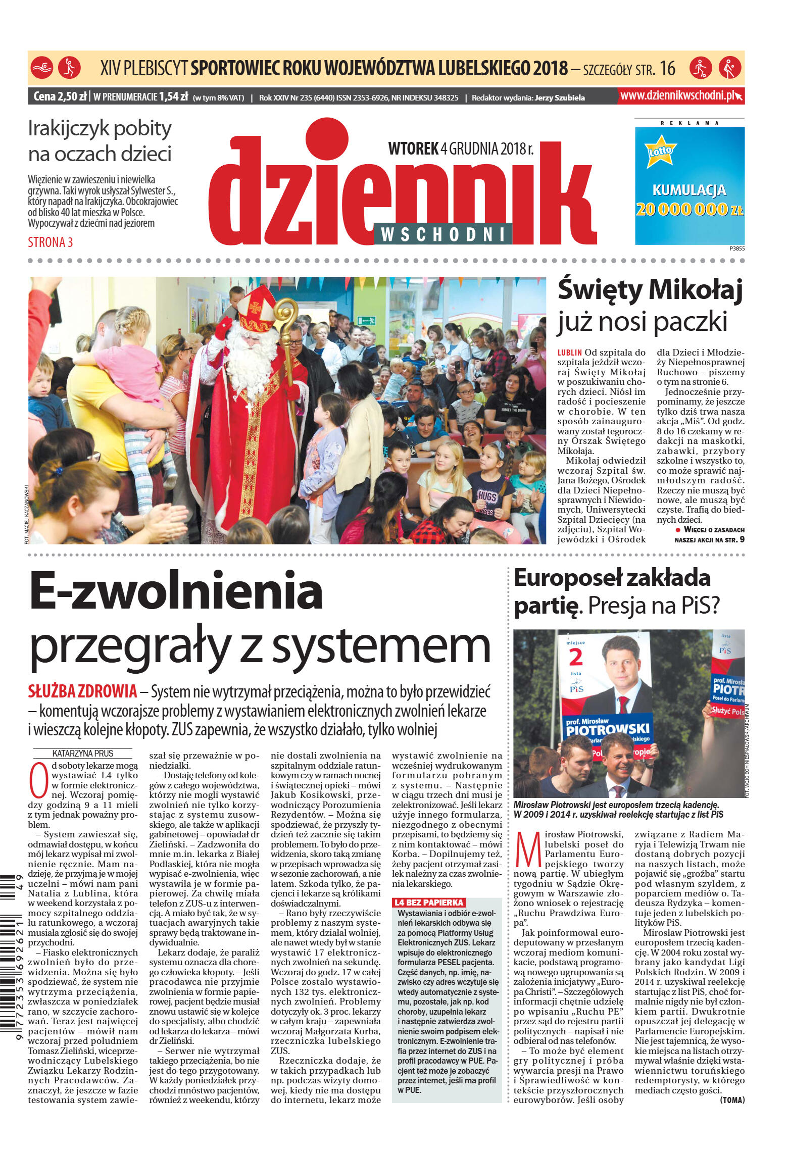 Dziennik Wschodni - wydanie główne - strona 1