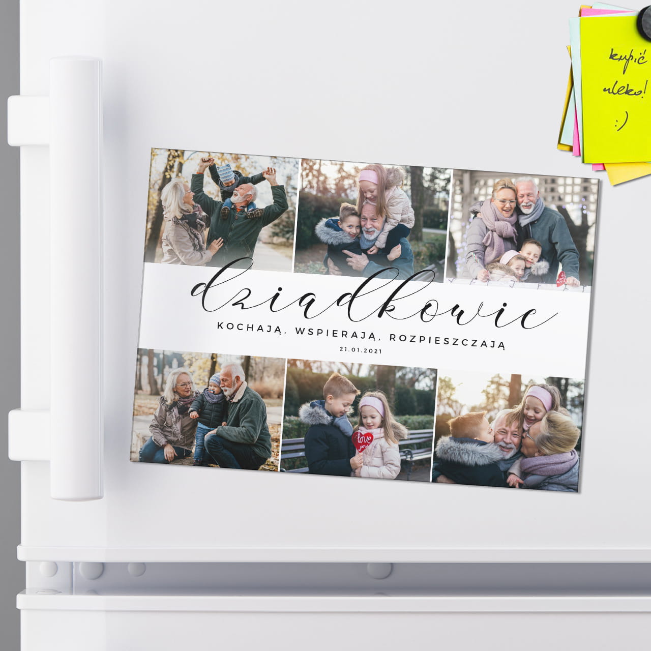 Personalizowany magnes na lodówkę UPOMINEK NA DZIEŃ BABCI I DZIADKA kolaż zdjęć
