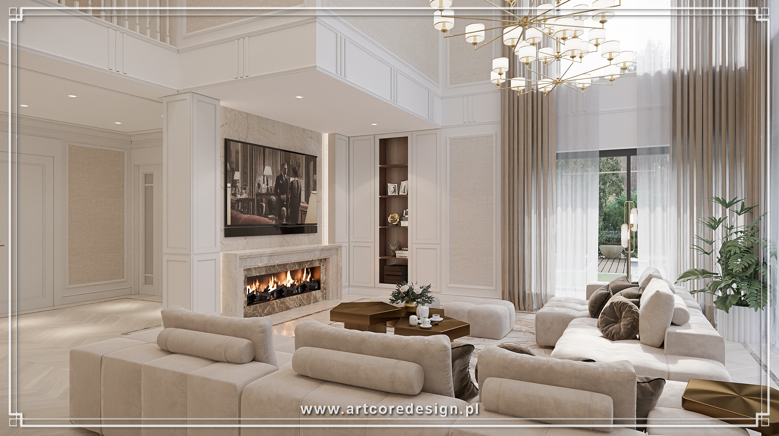 Projekt salonu domu zaprojektowanego przez architekta wnętrz