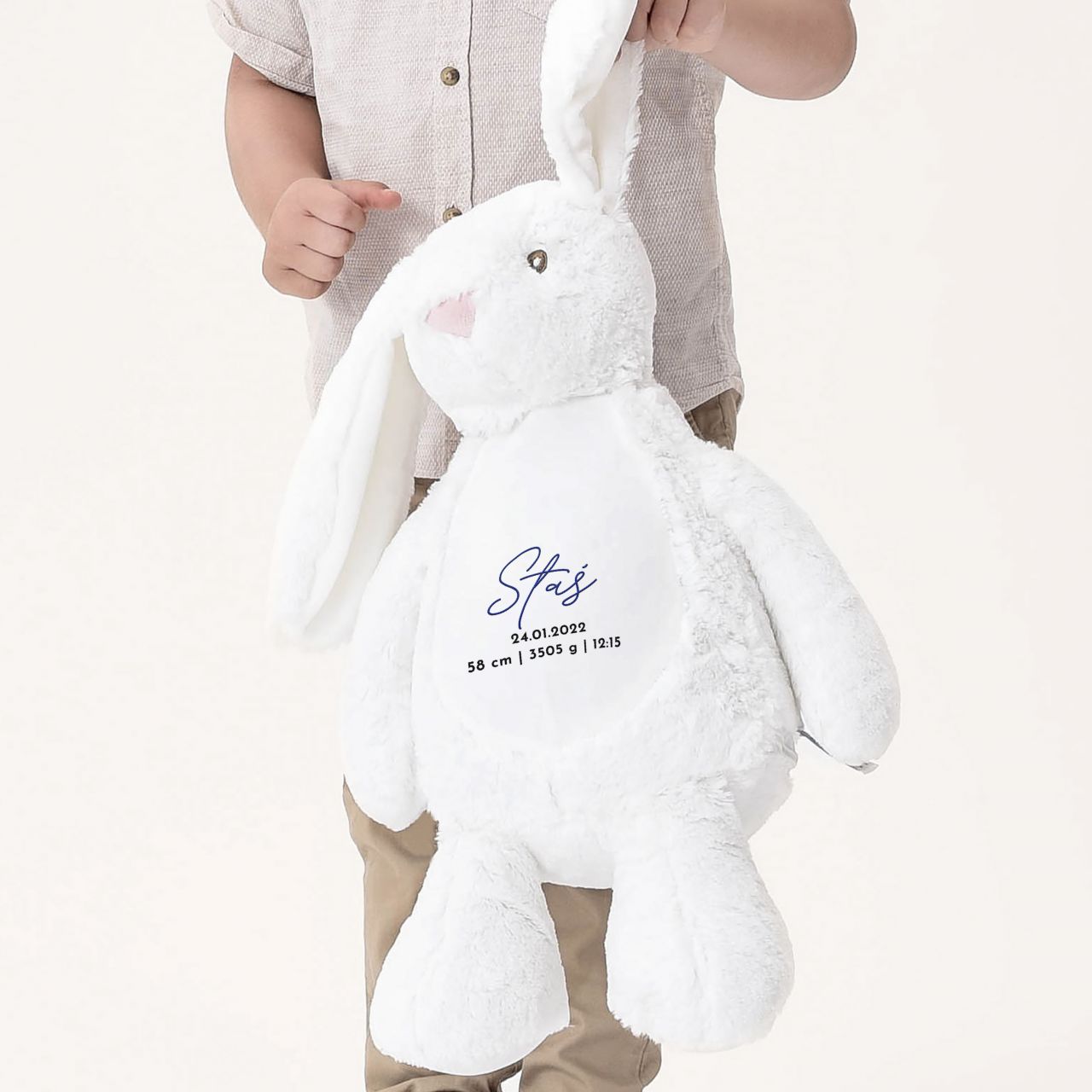 Personalizowany królik metryczka MASKOTKA DLA CHŁOPCA